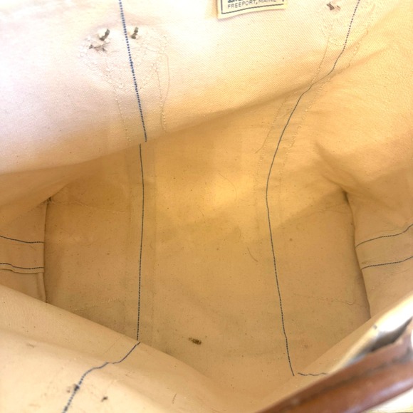 Vintage 80's LL Bean Factory Store Boat & Tote Leather Handle Bag Striped Purple - Picture 7 of 13